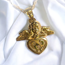 Load image into Gallery viewer, Would make a great Christmas Gift, Valentines Day Gift, anniversary gift for wife, girlfriend, etc! We also sell 10k, 18k, and 14k jewelry, engagement rings, wedding rings, promise rings, Christmas gifts, April birthstone rings, birthday gifts, Valentine’s Day gifts, fall fashion jewelry, diamond rings, sapphire jewelry, ruby & emerald pendants, necklaces, bracelet, earrings, chain, luxury, Mothers Day Gift, Best Gift for, 10k Yellow Gold, Cherub Necklace, Cupid Necklace, Baby Angel,Heart Necklace