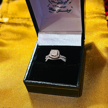 Load image into Gallery viewer, 10k White Gold Square Pave Diamond Ring Bridal Set Size 6.25 1/3ctw Twist Shank