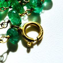 Load image into Gallery viewer, 14k Yellow Gold Natural Emerald Bead Station Necklace 25.5cttw 18" Estate 4.9g