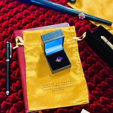 Load image into Gallery viewer, Amethyst Ring 10k Yellow Gold Size 6.75 Heart Cut Gems 1.8ct Promise Ring 2.6g