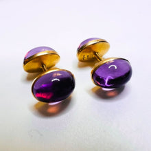Load image into Gallery viewer, 14k Yellow Gold Antique Cufflinks Amethyst 13.68 cttw Victorian Era Jewelry 3.8g