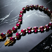 Load image into Gallery viewer, 10k Gold Oval Cut Raspberry Ruby Tennis Bracelet 7.25" 14.4CT Estate Vintage 7g