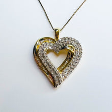 Load image into Gallery viewer, 10k Yellow Gold Diamond Necklace 18" Heart Pendant .30ct Natural Diamonds 3.2g