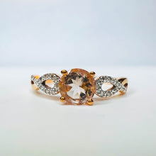 Load image into Gallery viewer, 10K Rose Gold Morganite & Diamond Twist Ring Size 10.5 Round Cut 2.3g