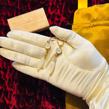 Load image into Gallery viewer, Antique 14k Yellow Gold Mother of Pearl Earrings Victorian Dangle Earrings 7.5g