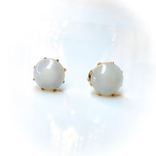 Load image into Gallery viewer, 10k Yellow Gold Antique Moonstone Earrings Threaded Earrings Georgian Earrings
