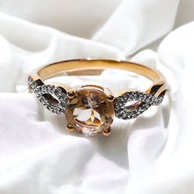 Load image into Gallery viewer, 10K Rose Gold Morganite & Diamond Twist Ring Size 10.5 Round Cut 2.3g