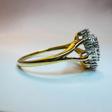 Load image into Gallery viewer, 10k Yellow Gold Diamond Ring Size 7 .20cttw Wedding Ring Pear Shaped Cluster Ring 1.8g