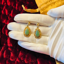 Load image into Gallery viewer, Alaskan Gold Nugget Jade Earrings 5.5cttw 10k Gold Antique Dangle Earrings 5.1g