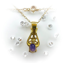 Load image into Gallery viewer, Amethyst Necklace 18" 10k Yellow Gold & Diamond Fancy Necklace Estate 1.5g