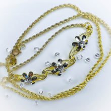 Load image into Gallery viewer, 10k Yellow Gold Necklace 17" 2mm Rope Chain Flower Pendant Estate Vintage 2.7g