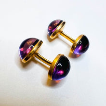 Load image into Gallery viewer, 14k Yellow Gold Antique Cufflinks Amethyst 13.68 cttw Victorian Era Jewelry 3.8g