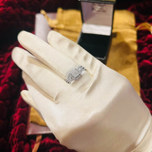 Load image into Gallery viewer, 10k White Gold Square Pave Diamond Ring Bridal Set Size 6.25 1/3ctw Twist Shank