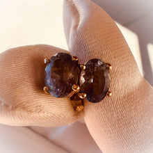 Load image into Gallery viewer, Natural Tanzania Mined Alexandrite Tanzanite Earrings 10k Yellow Gold 1.88cttw Bi Color Color Changing Studs 1.2g