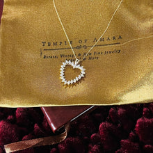 Load image into Gallery viewer, 10k Yellow Gold .75CTW Cluster Heart Diamond Necklace 18" Romantic Pendant 2.3g