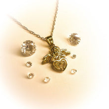 Load image into Gallery viewer, 10k Yellow Gold Cherub Necklace 20" Heart Necklace 1.5g Valentines Day Gift