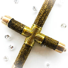 Load image into Gallery viewer, Antique 18th Century 14k Gold Woven Hair Cross Necklace 19" Mourning Jewelry