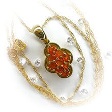 Load image into Gallery viewer, 10k Yellow Gold Opal Necklace 18" .35CT Estate Jewelry Orange Mexican Opal 1.8g