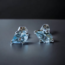 Load image into Gallery viewer, 10k White Gold Aquamarine Earrings Would make a great Christmas Gift, Valentines Day Gift, anniversary gift for wife, girlfriend, etc! We also sell 10k, 18k, and 14k jewelry, engagement rings, wedding rings, promise rings, Christmas gifts, April birthstone rings, birthday gifts, Valentine’s Day gifts, fall fashion jewelry, diamond rings, sapphire jewelry, ruby & emerald pendants, necklaces, bracelet, earrings, chain, luxury, Mothers Day Gift, Birthstone