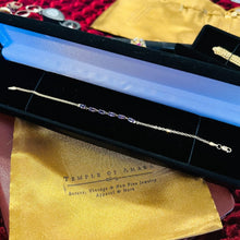 Load image into Gallery viewer, 10k Yellow Gold Vintage Amethyst Bracelet Bismark Link Chain 7.25" Estate 3.6g