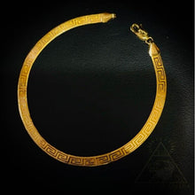 Load image into Gallery viewer, 10k Yellow Gold Herringbone Bracelet Greek Key Bracelet 7.25" 4mm Wide 3.1g