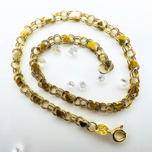 Load image into Gallery viewer, Solid 10k Yellow Gold Heart Bracelet 7.35" Fancy Gold Chain 3.5mm Estate 1.6g