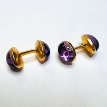 Load image into Gallery viewer, 14k Yellow Gold Antique Cufflinks Amethyst 13.68 cttw Victorian Era Jewelry 3.8g