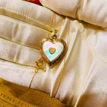 Load image into Gallery viewer, 10k Yellow Gold Locket Necklace 16" 3.4g Rainbow Mother Of Pearl Heart Pendant