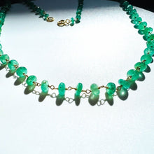 Load image into Gallery viewer, 14k Yellow Gold Natural Emerald Bead Station Necklace 25.5cttw 18" Estate 4.9g