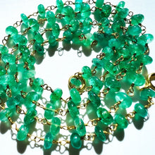 Load image into Gallery viewer, 14k Yellow Gold Natural Emerald Bead Station Necklace 25.5cttw 18" Estate 4.9g