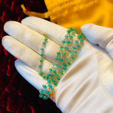 Load image into Gallery viewer, 14k Yellow Gold Natural Emerald Bead Station Necklace 25.5cttw 18" Estate 4.9g