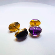 Load image into Gallery viewer, 14k Yellow Gold Antique Cufflinks Amethyst 13.68 cttw Victorian Era Jewelry 3.8g