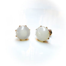 Load image into Gallery viewer, 10k Yellow Gold Antique Moonstone Earrings Threaded Earrings Georgian Earrings