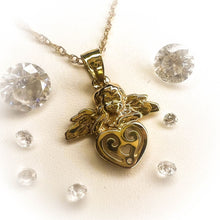 Load image into Gallery viewer, 10k Yellow Gold Cherub Necklace 20" Heart Necklace 1.5g Valentines Day Gift