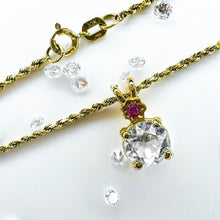 Load image into Gallery viewer, 10k Yellow Gold Ruby & White Quartz Rope Bracelet 7" Dainty Vintage Estate 2.3g