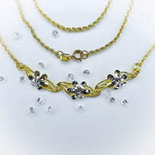 Load image into Gallery viewer, 10k Yellow Gold Necklace 17" 2mm Rope Chain Flower Pendant Estate Vintage 2.7g