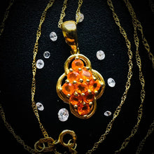 Load image into Gallery viewer, 10k Yellow Gold Opal Necklace 18" .35CT Estate Jewelry Orange Mexican Opal 1.8g