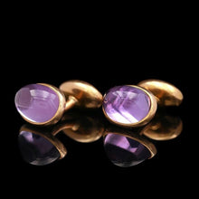 Load image into Gallery viewer, 14k Yellow Gold Antique Cufflinks Amethyst 13.68 cttw Victorian Era Jewelry 3.8g