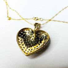 Load image into Gallery viewer, 10k Yellow Gold Pave Diamond Necklace 20" 1ct Romantic Heart Pendant Estate 3.6g
