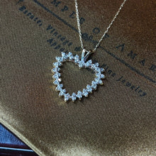 Load image into Gallery viewer, 10k Yellow Gold .75CTW Cluster Heart Diamond Necklace 18" Romantic Pendant 2.3g