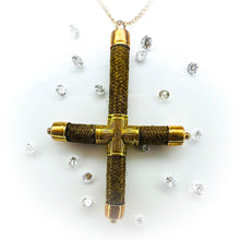 Load image into Gallery viewer, Antique 18th Century 14k Gold Woven Hair Cross Necklace 19" Mourning Jewelry