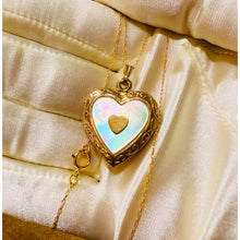 Load image into Gallery viewer, 10k Yellow Gold Locket Necklace 16" 3.4g Rainbow Mother Of Pearl Heart Pendant