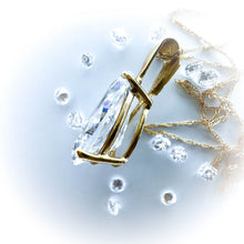 Load image into Gallery viewer, 10k Yellow Gold Necklace 19" 9.2CT Lab Diamond Pear Cut Estate Find 3.1g