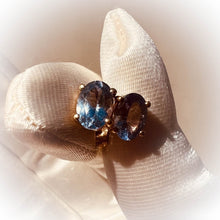 Load image into Gallery viewer, Natural Tanzania Mined Alexandrite Tanzanite Earrings 10k Yellow Gold 1.88cttw Bi Color Color Changing Studs 1.2g
