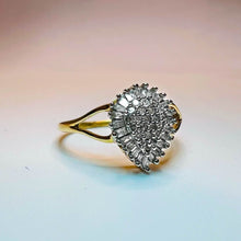 Load image into Gallery viewer, 10k Yellow Gold Diamond Ring Size 7 .20cttw Wedding Ring Pear Shaped Cluster Ring 1.8g