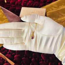 Load image into Gallery viewer, Amethyst Necklace 18" 10k Yellow Gold & Diamond Fancy Necklace Estate 1.5g