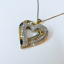 Load image into Gallery viewer, 10k Yellow Gold Diamond Necklace 18" Heart Pendant .30ct Natural Diamonds 3.2g