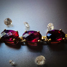 Load image into Gallery viewer, 10k Gold Oval Cut Raspberry Ruby Tennis Bracelet 7.25" 14.4CT Estate Vintage 7g