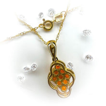 Load image into Gallery viewer, 10k Yellow Gold Opal Necklace 18" .35CT Estate Jewelry Orange Mexican Opal 1.8g