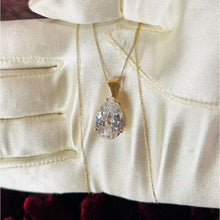 Load image into Gallery viewer, 10k Yellow Gold Necklace 19" 9.2CT Lab Diamond Pear Cut Estate Find 3.1g